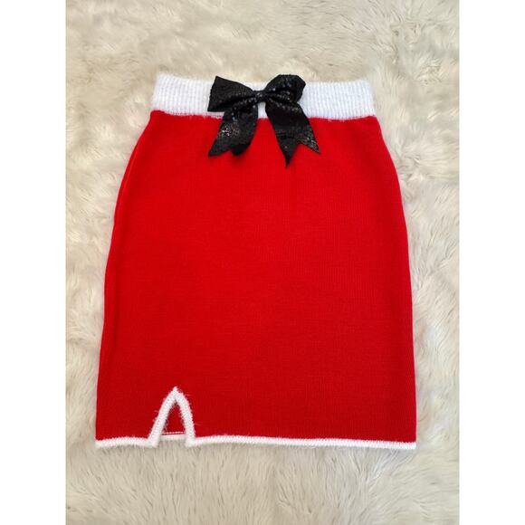 Planet Gold Bow Christmas Santa Pull On Knit Mini Skirt Small NWOT - Picture 10 of 10